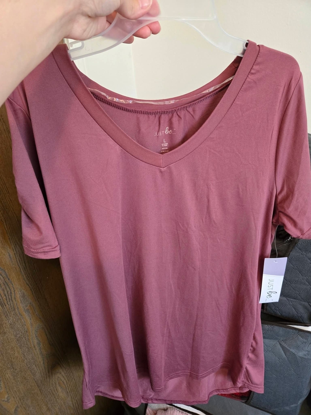 V-neck Short Sleeve Top in Dusty Rose